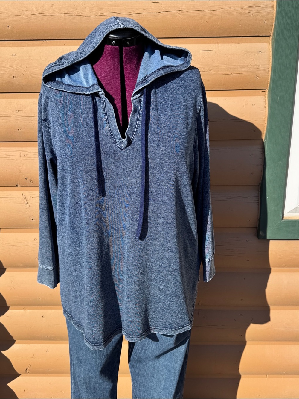 Jones New York Women’s Hooded Crewneck - Denim Blue